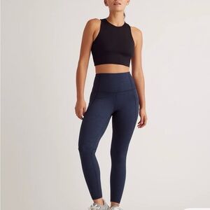 Quince Navy High-Waisted Leggings
